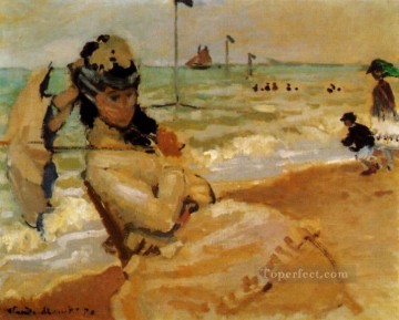  Playa Pintura Art%C3%ADstica - Camille en la playa de Trouville Claude Monet